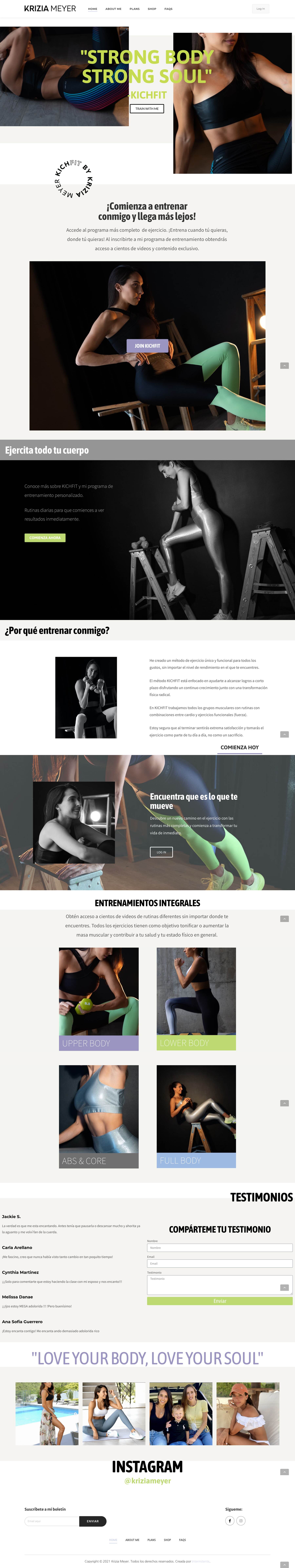 Krizia Meyer home page, top to bottom