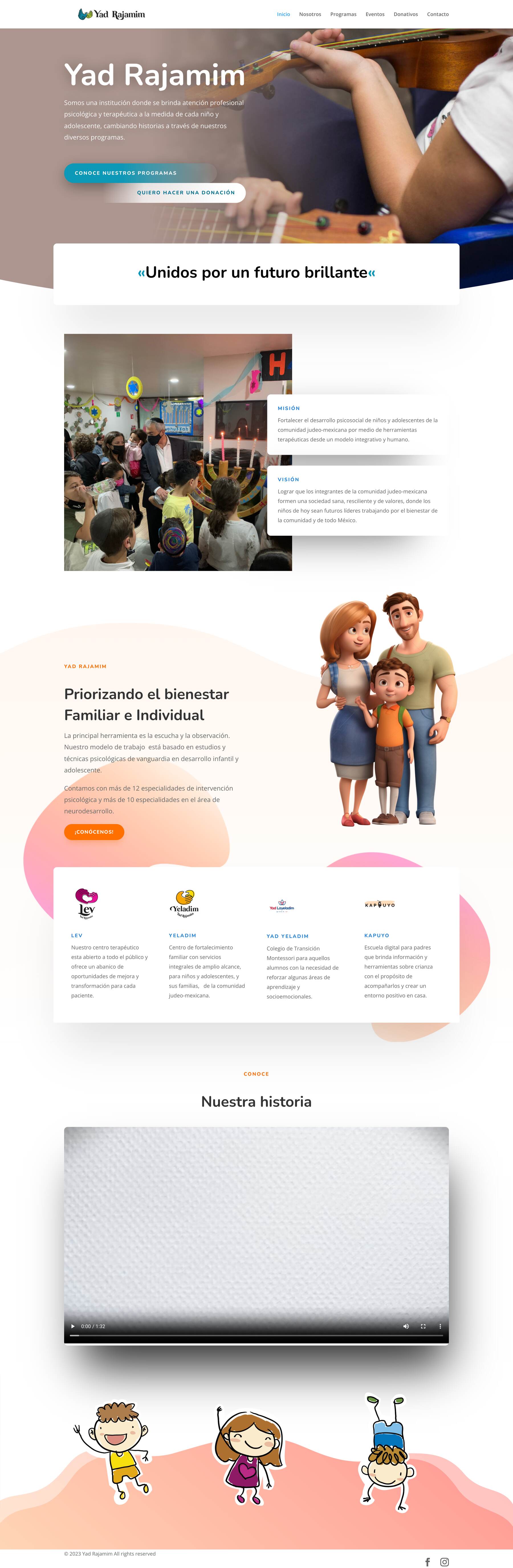 Yad Rajamim home page, top to bottom